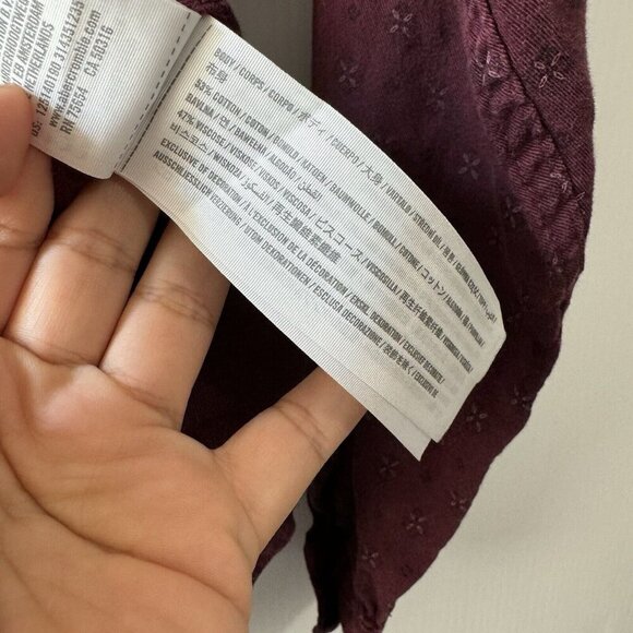 Abercrombie & Fitch Men’s Long Sleeve Button-Up Shirt Burgundy Sz L - Picture 5 of 15